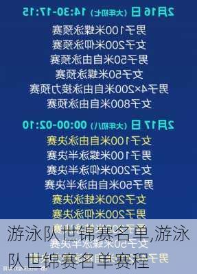 游泳队世锦赛名单,游泳队世锦赛名单赛程