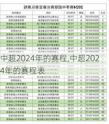 中超2024年的赛程,中超2024年的赛程表