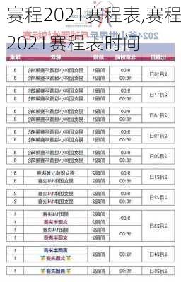 赛程2021赛程表,赛程2021赛程表时间