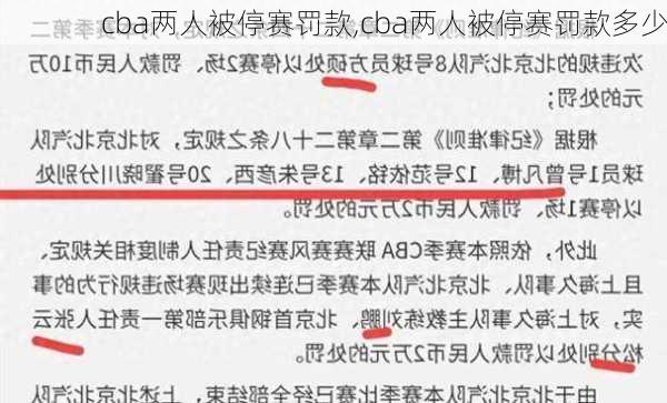 cba两人被停赛罚款,cba两人被停赛罚款多少